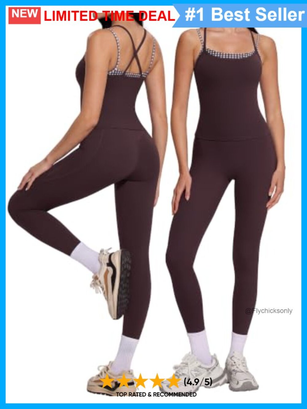 SUUKSESS Nylon Two-Piece Workout Set Tank Top Leggings Gym Activewear